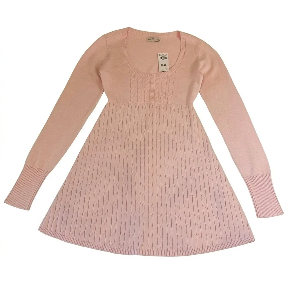 Hollister button front babydoll knit mini dress in pink Hollister button front babydoll knit mini dress in pink